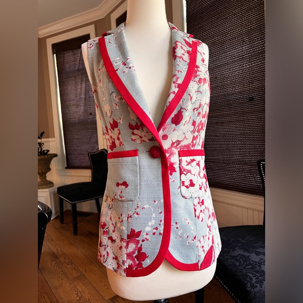 Étro Silk & Linen floral long vest size 38 Made in Italy